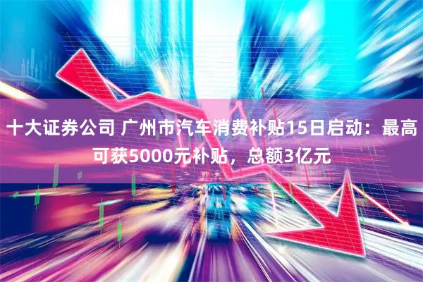 十大证券公司 广州市汽车消费补贴15日启动：最高可获5000元补贴，总额3亿元